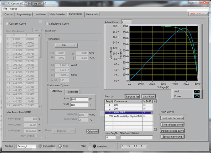 Regatron Solar Array Simulation Software Optional SASControl